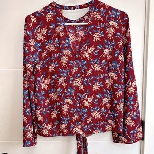Madewell Bell Sleeve Tie Front Top Antique Floral